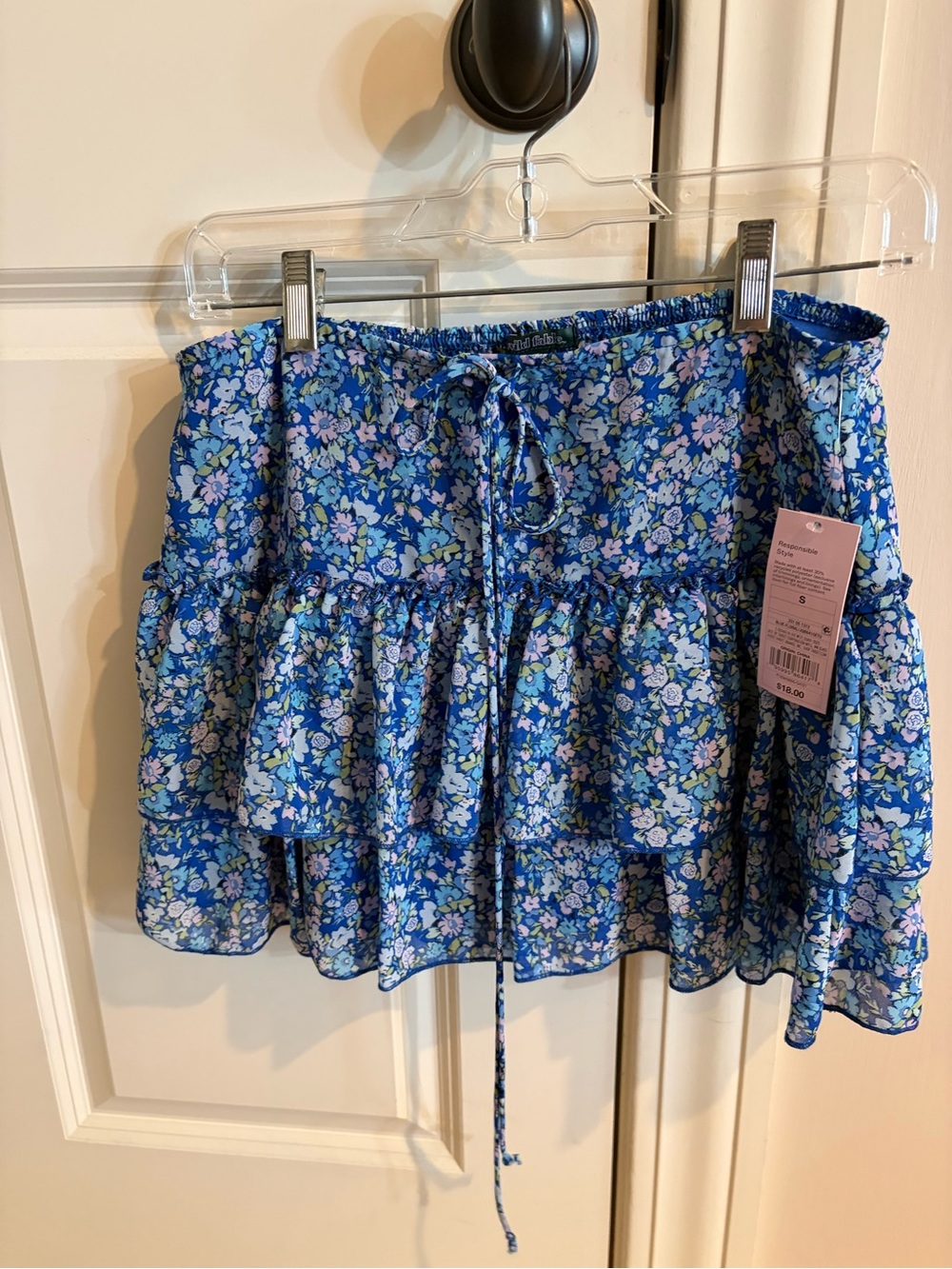 Target Blue Floral Tiered Mini Skirt